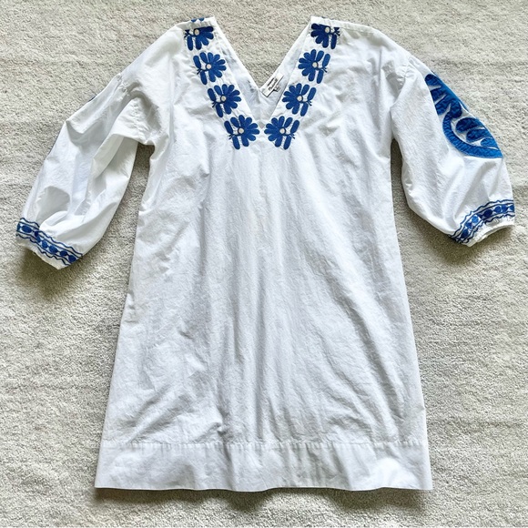 MADEWELL Embroidered Blanca Dress Size Small Boho Floral Feminine Pretty Casual - Picture 2 of 10